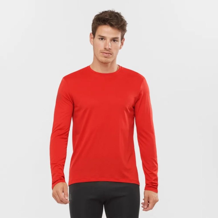 Camiseta Salomon Agile Long Sleeve Masculino Vermelhas | PT Y54320